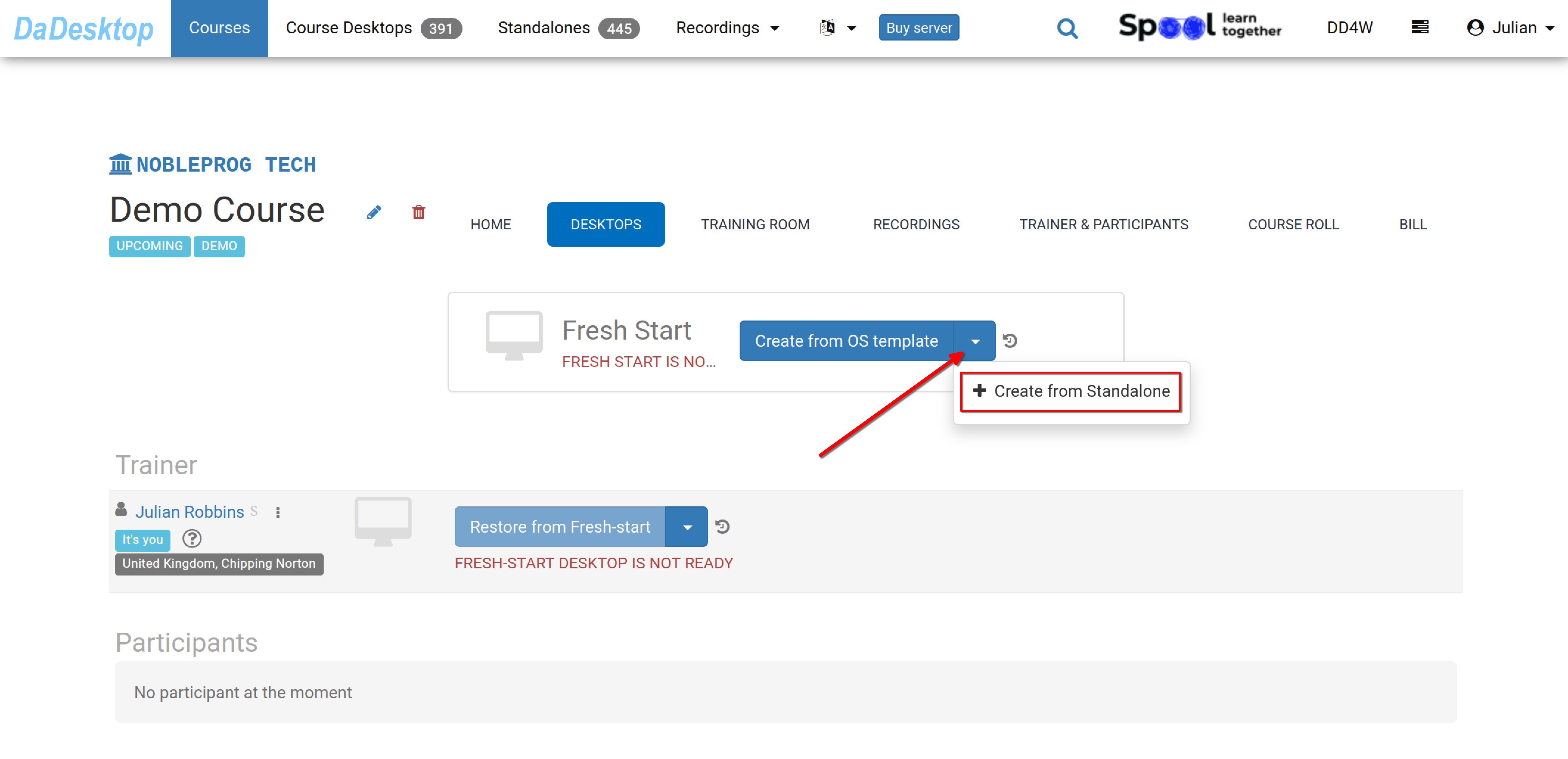 Criar FS a partir de uma máquina Standalone