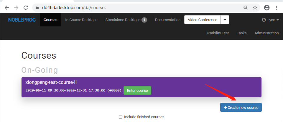 criar novo curso