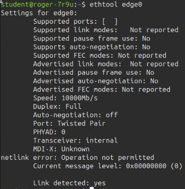 Propriedades Adicionais do ethtool