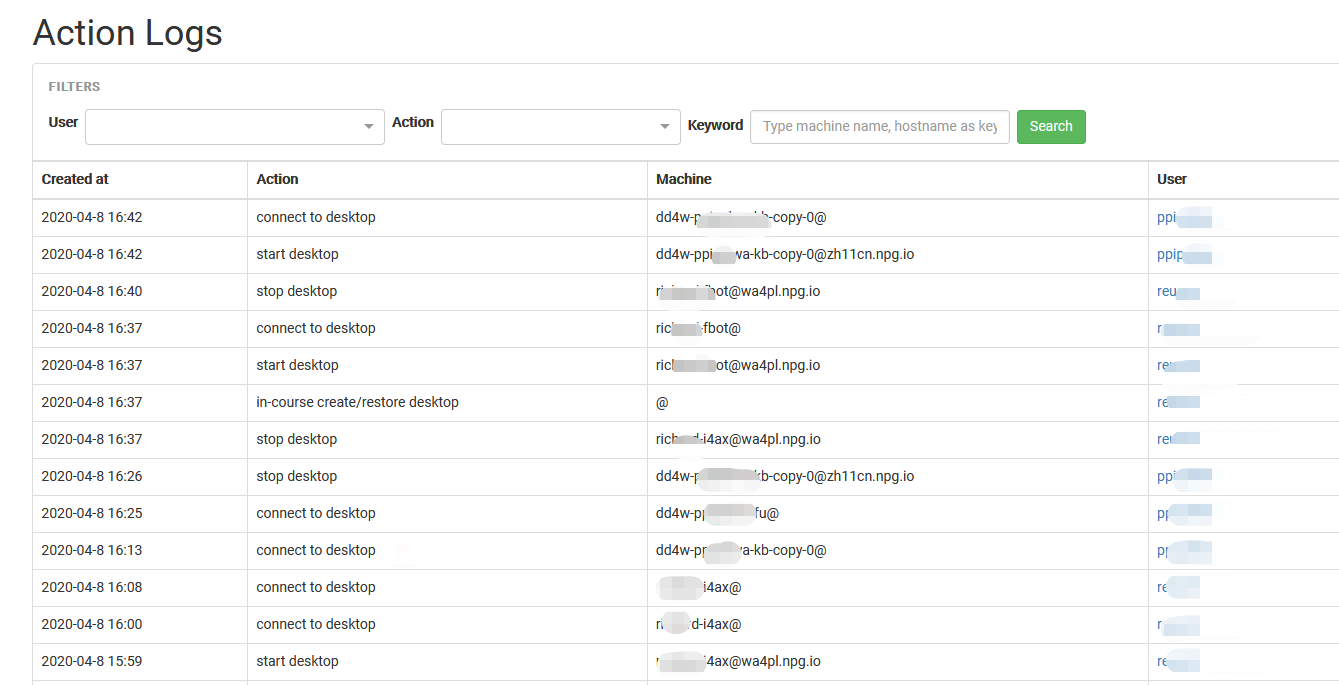 desktop activity log